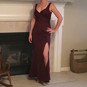 Emerald Sundae Wine Prom Dress with Thigh Slit